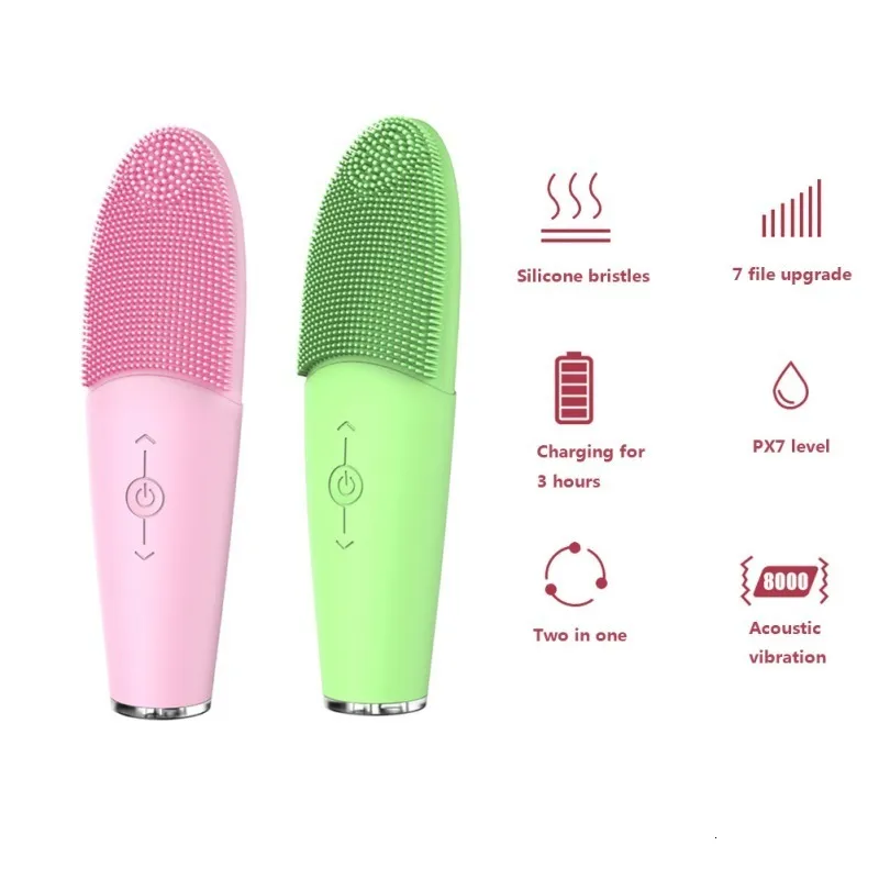 Cleaning Tools Accessories Silicone Face Washing Machine Ultrasonic Vibration Waterproof Powered Cleansing Devices Brushes Home Use Beauty Health 230324