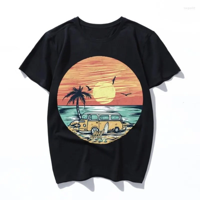 Męskie koszule T Summer Beach koszula kobiety/mężczyzn sztuka druk estetyczna estetyka urocza zabawna koszulka 90s kreskówka Ullzang Top Tree T-shirt Fele/le