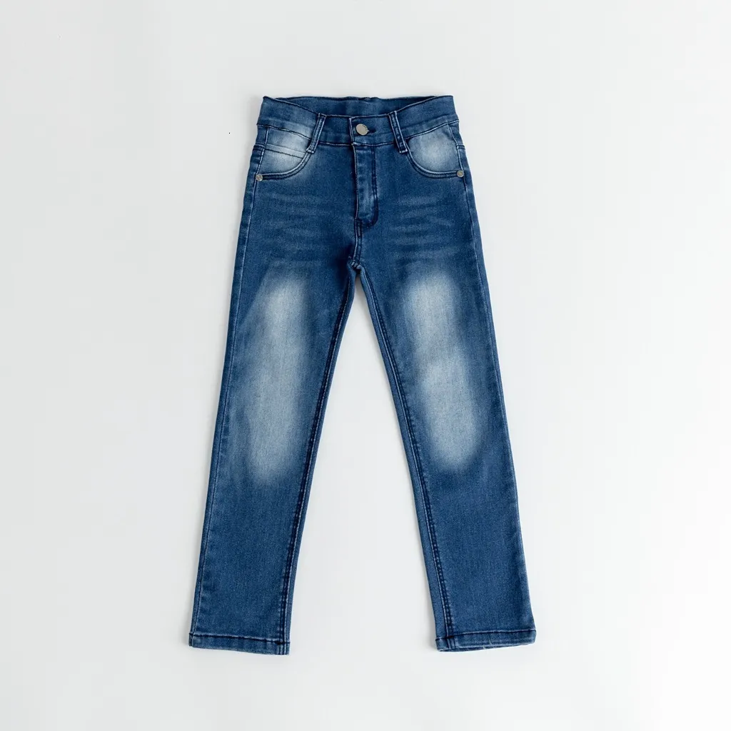 Jeans Children's Four Seasons Jeans Boys Ordinary Stretch Five Pocket Denim Pants Middle Kids Soft Casual Trousers 230324