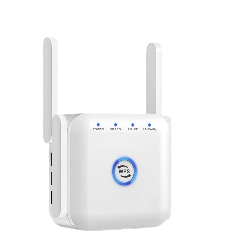 Extensor WiFi AC1200, compatible con WPS, cubre hasta 1200 pies cuadrados y  25 dispositivos, amplificador WiFi de doble banda de 1200 Mbps con antenas