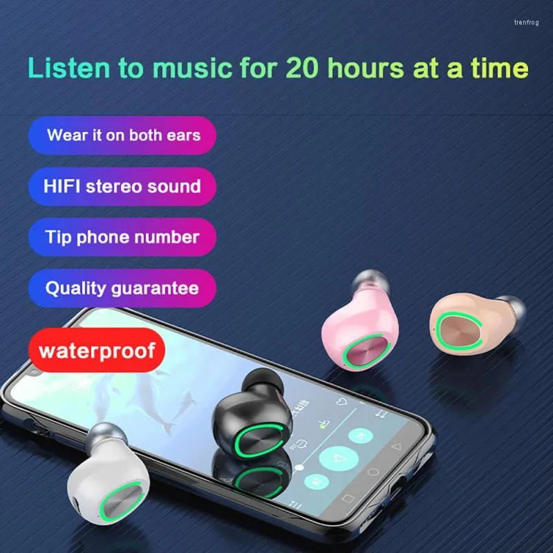 Casque sans fil Invisible Bluetooth écouteur Mini unique dans l'oreille écouteurs avec micro 18D qualité sonore casque 12H temps de musique