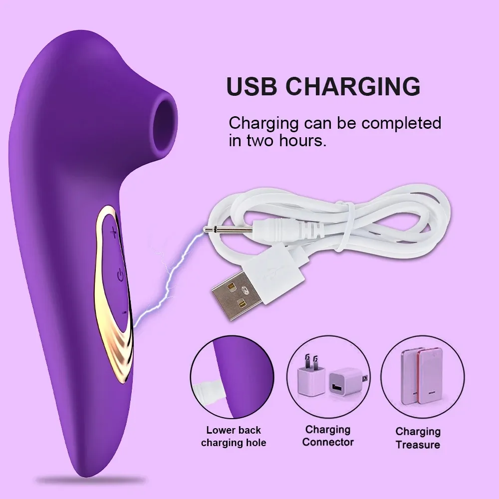 Sextoys pour couples : vibromasseur clitoridien à succion, stimulateur de mamelons par succion, 10 modes de vibration_voghion.com