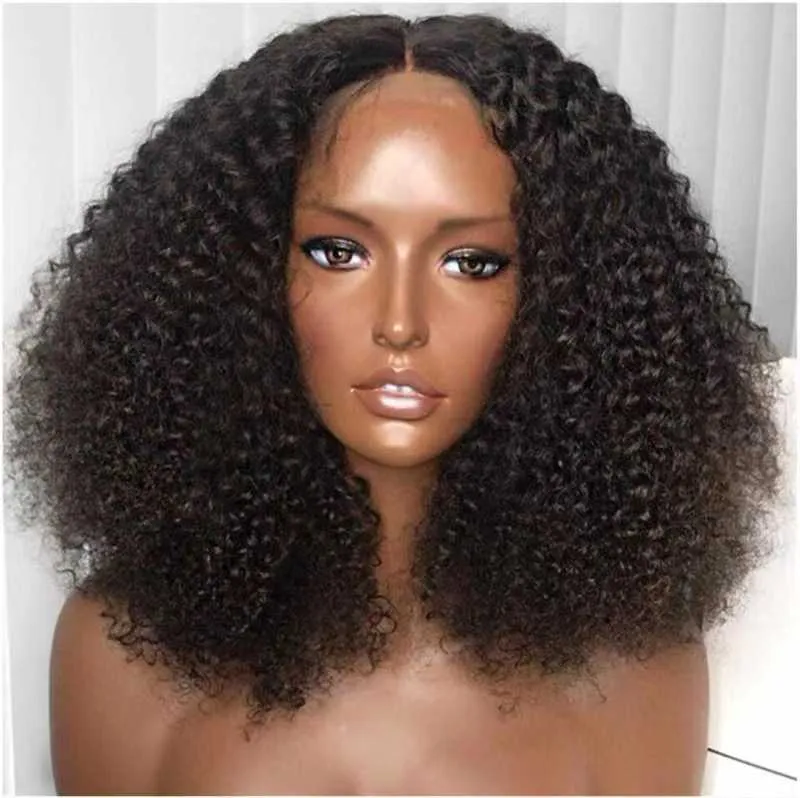 Wig Women's Black Small Curly Medium Long Hair Wig Head Cover Short Curly Hair230323