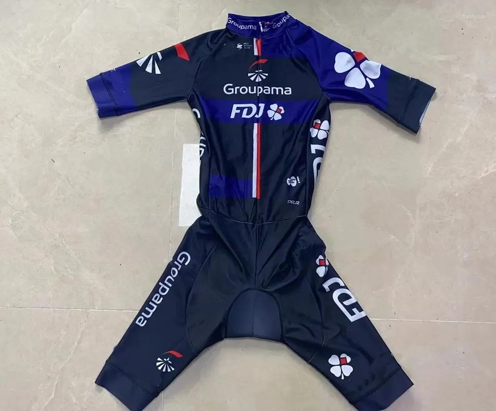 Racing Sets LASER CUT Skinsuit 2023 GROUPAMA FDJ TEAM Blue Bodysuit SHORT Cycling Jersey Bike Bicycle Clothing Maillot Ropa Ciclismo