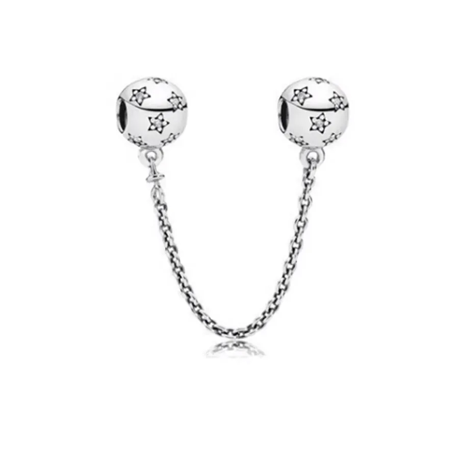 NOUVEAU 925 Sterling Silver Heart Clip Safety Chain Charms Bead Fit Original Pandora Bracelet Collier DIY Femmes Bijoux Cadeau