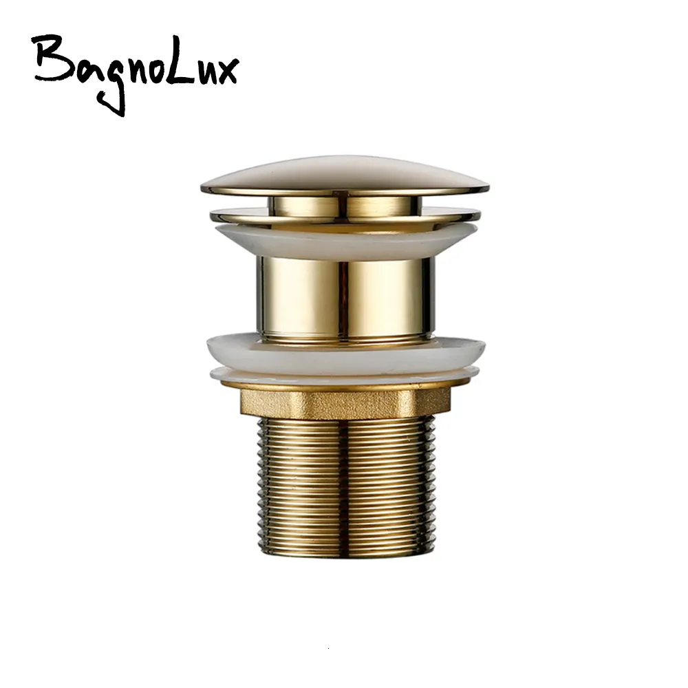 Drains Pop Up Drain Button Bathroom Sink Plug Drainer Siphon Waste Stopper Wash Basin Faucet Accessory Washbasin Pipe Black Gold Rose 230323