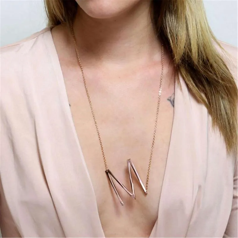 Chains Sideways Large Initial Necklace For Mom Custom Big Letter Name Personalized Mothers Day Gifts Women