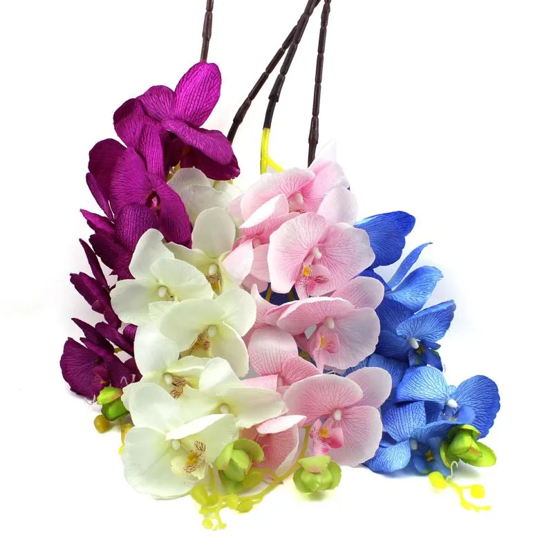 Decoratieve bloemen kransen bruiloft orchidee zijde bloemen boeket bloem kunstmatige woning decor plastic flanel een tak heeft 8 levensecht