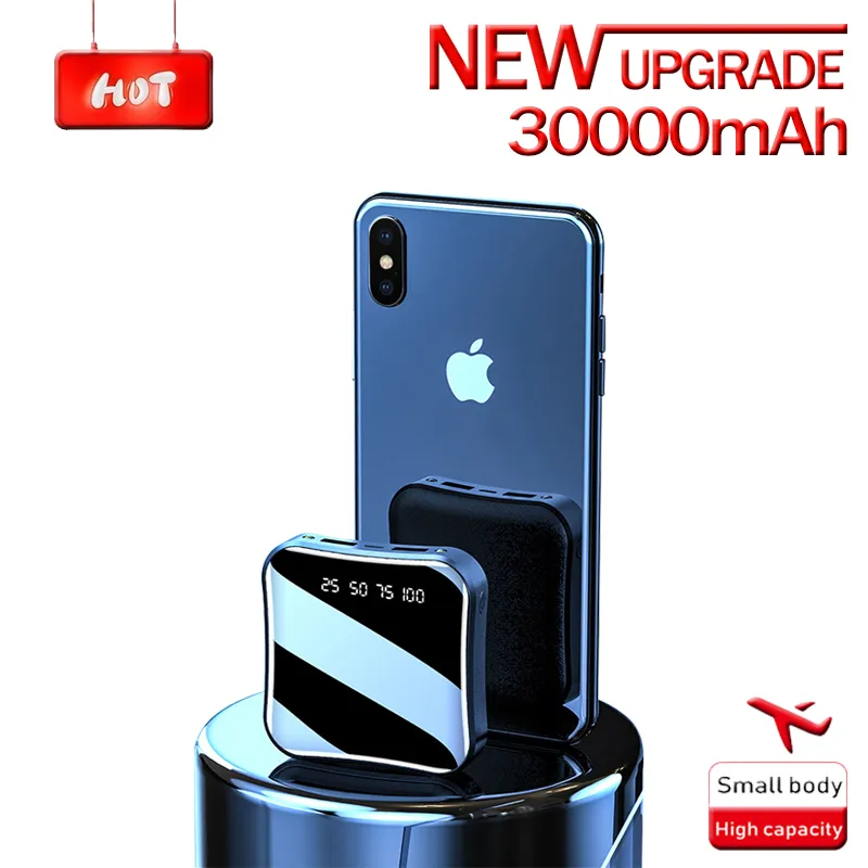 Portable Mini Power Bank With 4 Built In Cables, 30000mAh External