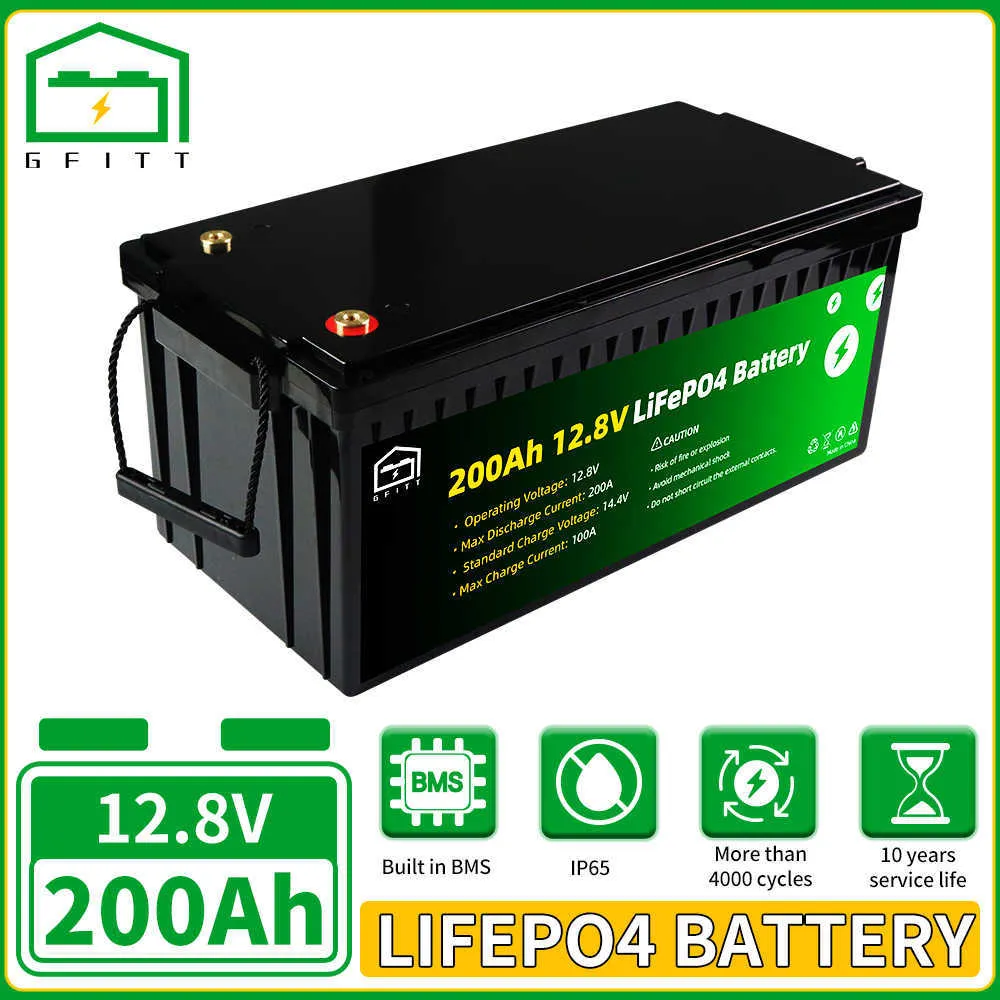 NOUVEAU 12V 200AH 50AH 24V 100AH Lifepo4 Batterie Pack Lithium Fer Phosphate Batteri Intégré BMS Solaire Moto Véhicule Électrique