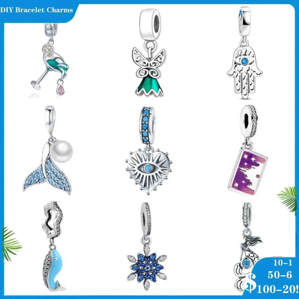 925 Siver Beads Charms for Pandora Bracelets Designer для женщин юбки дельфин