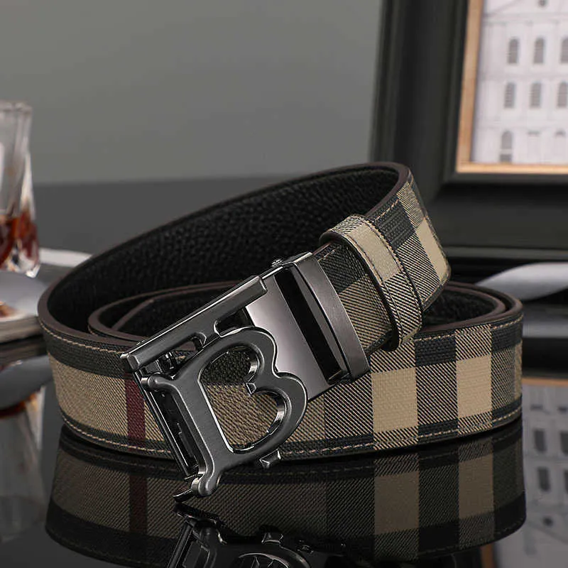 Cinturón De Cuero Para Hombre Behill - Hebilla Automática Aleación, Ajuste Trinquete, Color Marrón Dorado