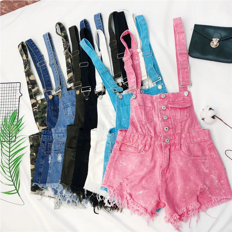 Casual Dresses Denim Jumpsuits korta overaller för kvinnor mode rompers bodysuit stora bomullsspel ROUPAS Kvinnliga rosa romper 230324