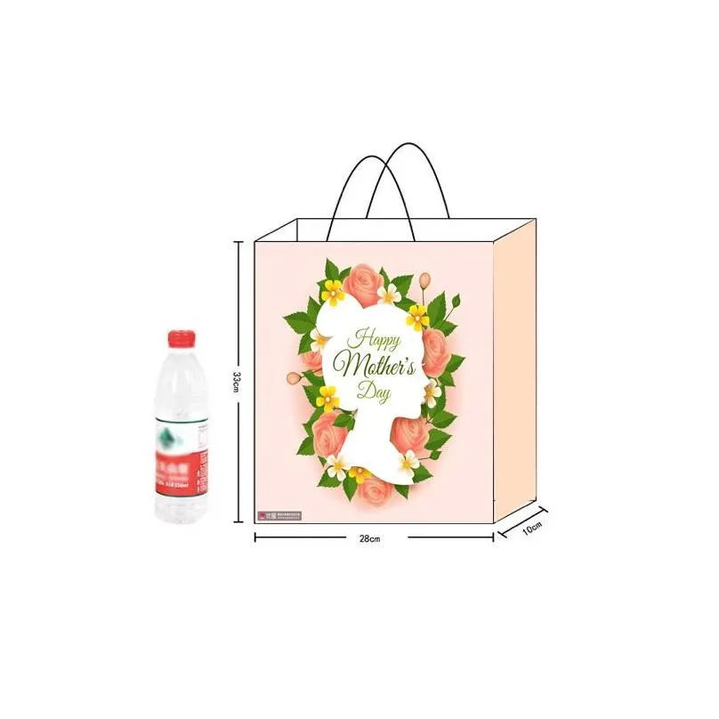 Buoni regalo Kraft Festival Sacchetto di carta Cuore d'amore Motivo floreale Imballaggio per la festa della mamma Negozio di abbigliamento Abbigliamento Logo stampato da donna Suppo Dh0Le