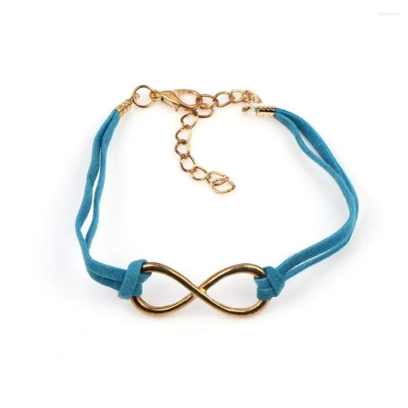 Charm Bracelets 2023 Fashion Silver Color Plated Bangle Jewelry Accessories Leather Rope Chain Infinity Symbol Bracelet For Women