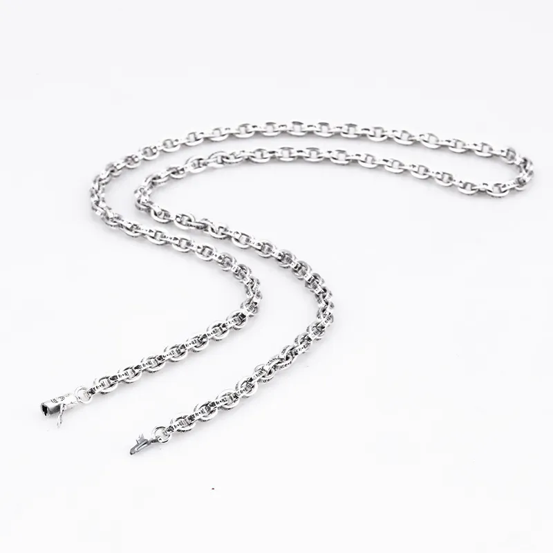 C13 S925 Sterling Silver Necklace Circle Letter Vintage Personality Trend Couple Long Style Punk Hip Hop Dance Gift for Lover