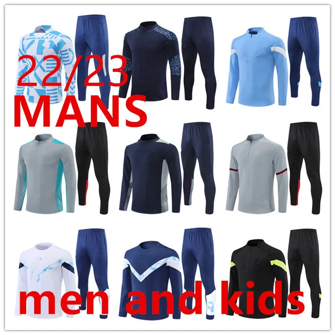 22 23 NEUE Herren- und Kinder-Trainingsanzüge ManchesterS Fußball-Trainingsanzug-Set mit halbem Reißverschluss Designer-Jogging-Sets mit Fußballjacke und langem Reißverschluss