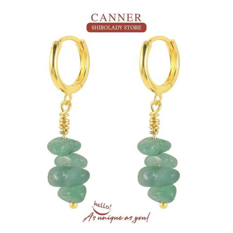 Charm Canner Amethyst Natural Stone oorbellen voor vrouwen 925 Sterling Silver Earrings Hoops Pendientes Plata Jewelry 2021 Trend Earddrop Z0323