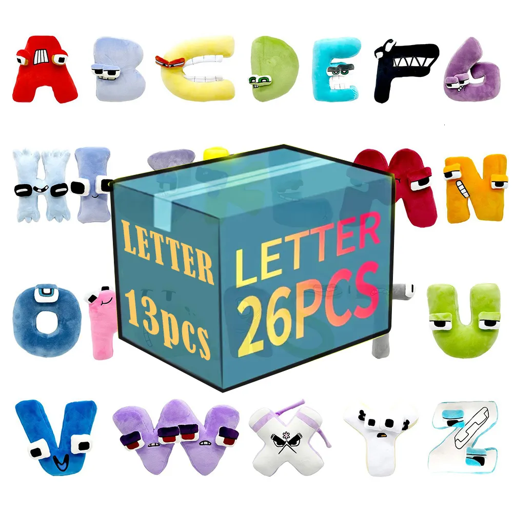 13Pcs/Set Alphabet Lore Plush Toys Anime Doll Kawaii 26 English Letter  Puzzle Stuffed Toys Kids Christmas Gifts