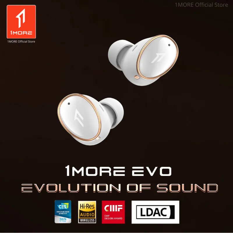 Mobiele telefoon oortelefoons 1 More Evo True draadloze hoofdtelefoons Hires LDAC Bluetooth 52 42DB ANC Noise Annulering Earbuds SoundID oortelefoonverbinding 2 Devices 230324