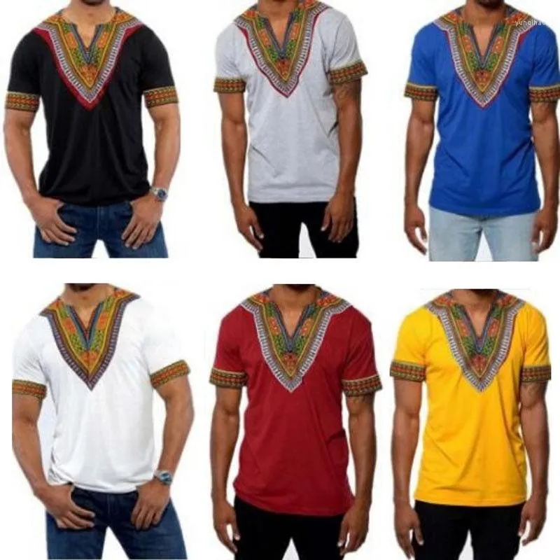 Männer T-Shirts 2023 Herren Afrikanische Kleidung Dashiki Stil Baumwolle Druck Tops Mann Hemd