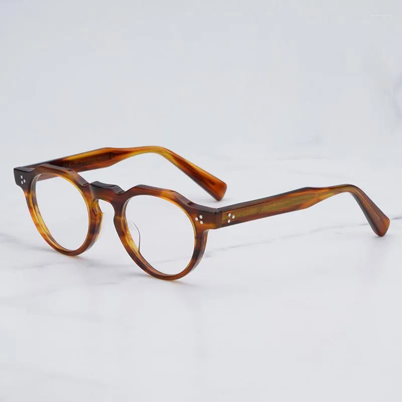 선글라스 프레임 일본 클래식 빈티지 컬렉션 TVR516 줄무늬 갈색 둥근 안경 남성과 여성용 손으로 만든 아세테이트