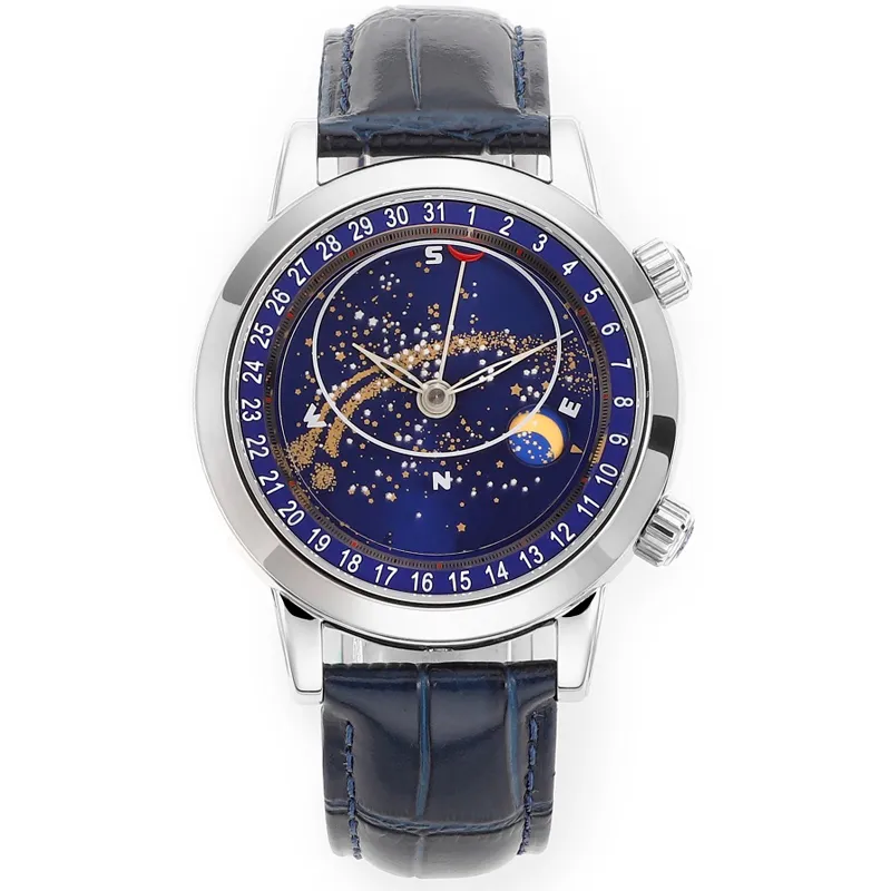 남성 시계 자동 기계식 시계 42mm 방수 비즈니스 가죽 손목 시계 Montre de Luxe Gifts