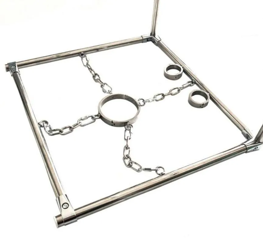 Mobili sessuali Grande rilegatura Scaffale Manette Cavigliere Collare Acciaio inossidabile Regolazione completa K9 Bondage Frame Heavy Metal Bondage Gear Dispositivi Bdsm