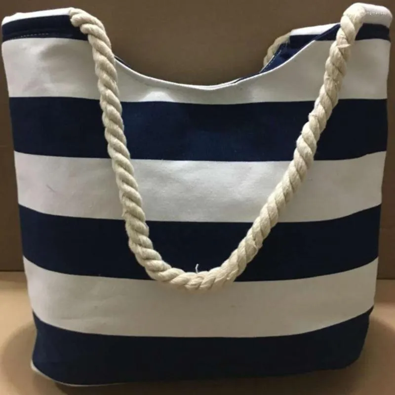 Storage Bags Stylish Single Shoulder Bag Rope Handle Casual Colorful Strip Female Tote Handbag Zipper Women Daily Use
