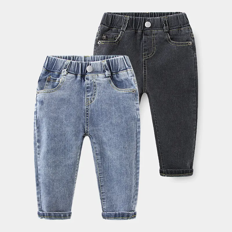 Jeans printemps automne 2 3 4 5 6 8 10 ans vêtements pour enfants solide casual pantalon élastique pantalons longs Denim jean pour garçon 230324