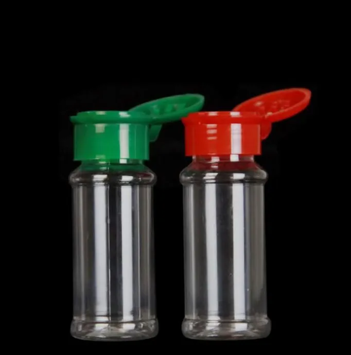 Set di bottiglie di spezie in plastica vuote di alta qualità per conservare condimenti per barbecue, sale, pepe, flaconi glitterati da 60 ml/2 oz