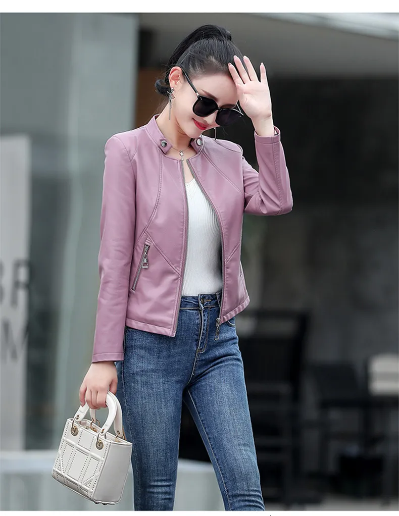 Pink Sheepskin Leather Debenhams Ladies Jackets Fashionable Small Stand Collar Slim Waist Split Short Coat For Spring And Autumn Outerwear 230324 From Mu03 57.79 DHgate.Com