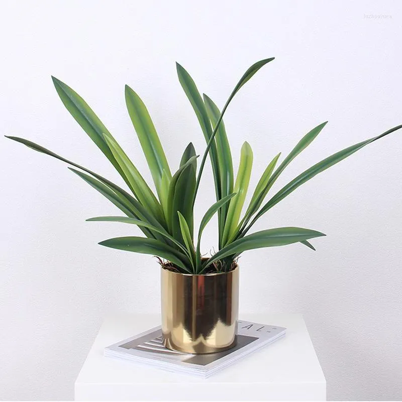 Dekorative Blumen Künstliches Orchideenblatt PU Real Touch Cymbidium Leave Home Room Gartendekoration Blumenkunst Kunststoff Fake Green Plant DIY