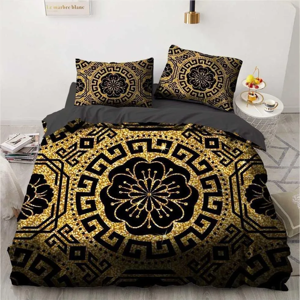3D Black Design Custom Comforter Case Duvet Quilt Cover Bedding Set Pillow case shams King Queen Double Single Size Home Textile T350S