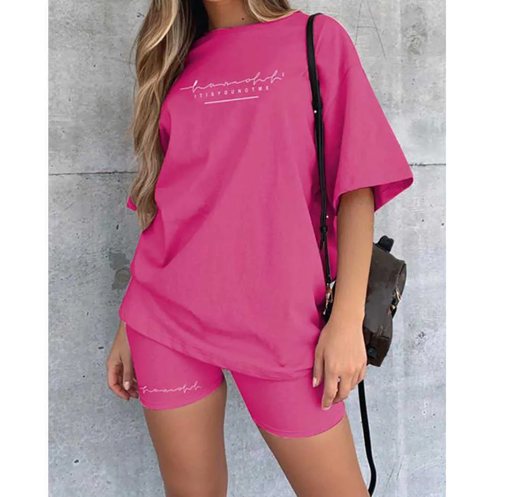 Survêtements pour femmes Casual Summer Tidal Current Sports Suit T-shirt Shorts Survêtements juteux Sweat-shirt Imprimer Femmes Shorts Set Sportswear Tenues Design