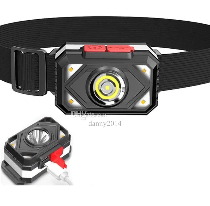 LED Headlamp Mini Headlight Built in battery Usb Rechargeable Running Headlamp 7 mode red white blue lights Head Torch Lamp Flashlight for Camping Hiking