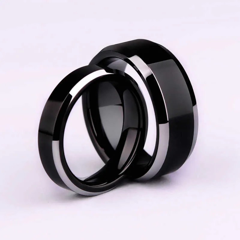 Bande Simple lisse noir/3 couleurs bague en titane hommes anneaux de mariage pour femmes AA230323