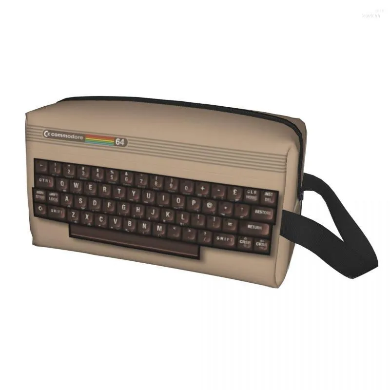 Kozmetik Çantalar Moda Commodore 64 Seyahat Tuvalet Çantası Kadınlar Multimedya C64 Amiga Bilgisayar Makyaj Güzellik Depolama Dopp Kit