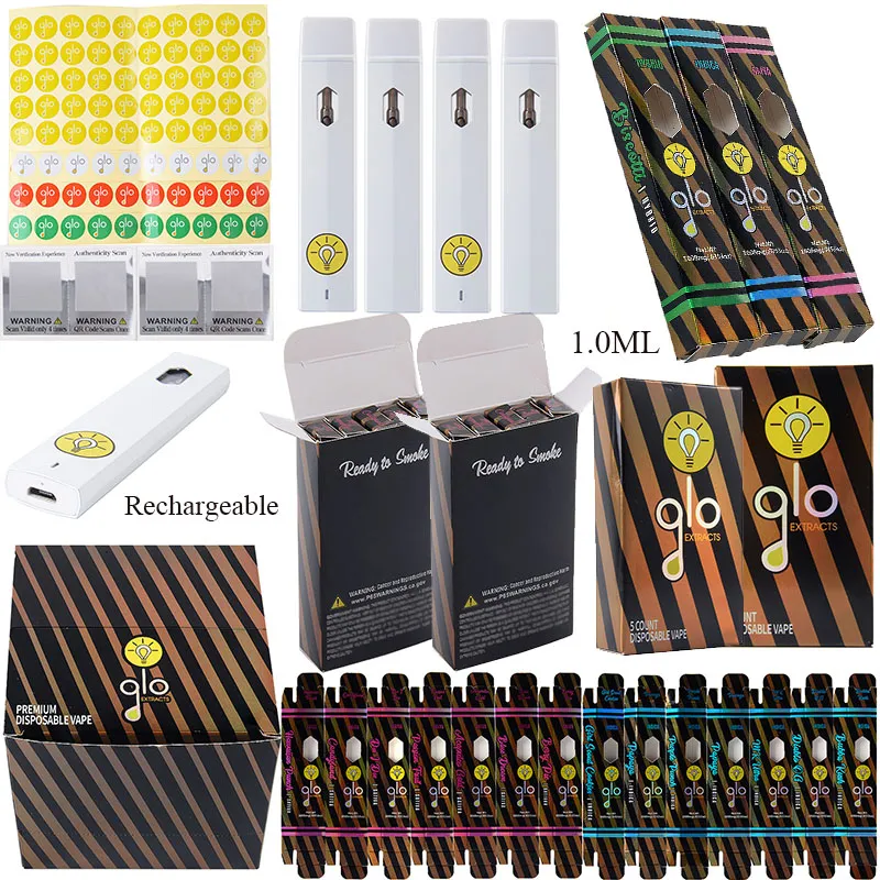 GLO 1.0ml E Cigarettes Disposable Vape Pens Rechargeable 20 Flavors
