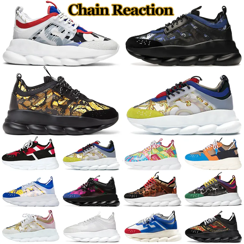 Chain Reaction 2 Chainz designer de sapatos casuais masculinos femininos de luxo Borracha Camurça Sarja grossa Bluette Ouro Esportes ao ar livre plataforma Tênis