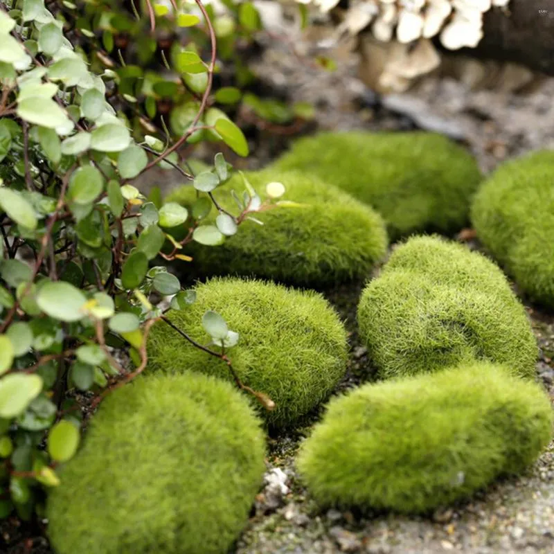 Decorative Flowers Creative Simulation Moss Stone Micro Landscape Garden Decor Ornaments Artificial Fake Flocking Aquarium
