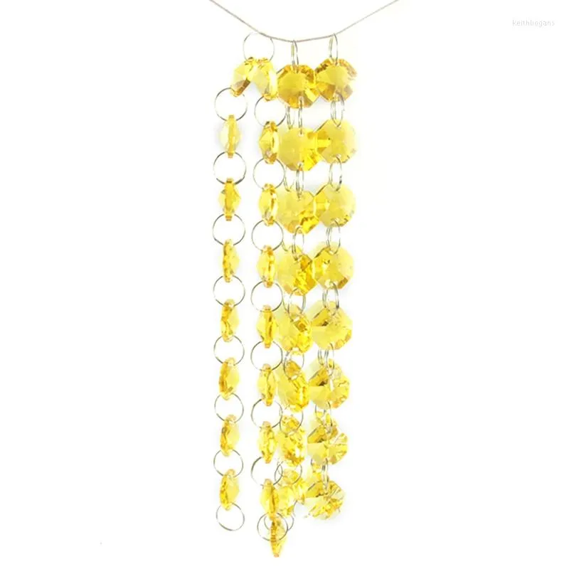 Chandelier Crystal 5m/50m Yellow 14mm Beads Glass Strands With Rings For Wedding Curtain Garlands Chains Home Decoration