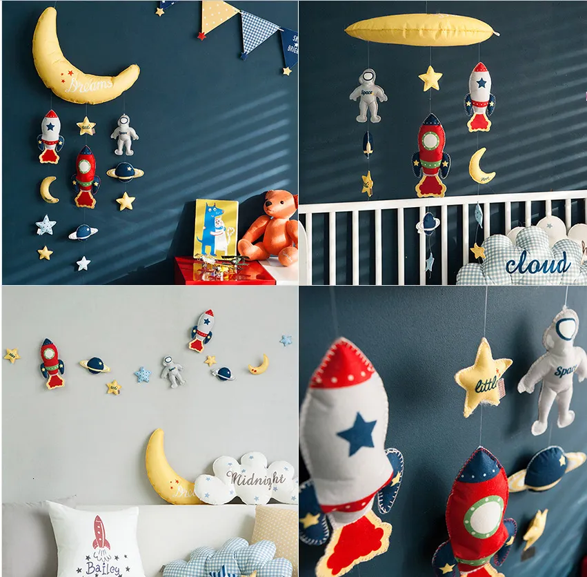 Muurdecor Diy handgemaakte stof muurdecoratie hanger bed klok muur hangende baby meisje kinderkamer kamer decor wolken stijl kinderen kamer 230324