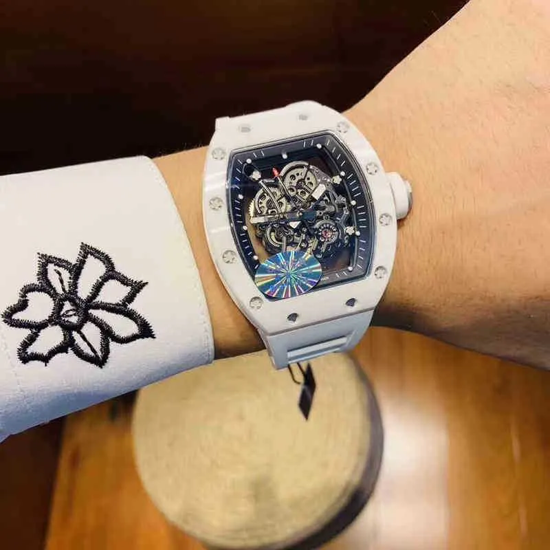 Другие часы, наручные часы, роскошные дизайнер Richa Milles RM055 Мужские автоматические механические часы Все белые керамические персонализированные выпадные выпадения моды 7296