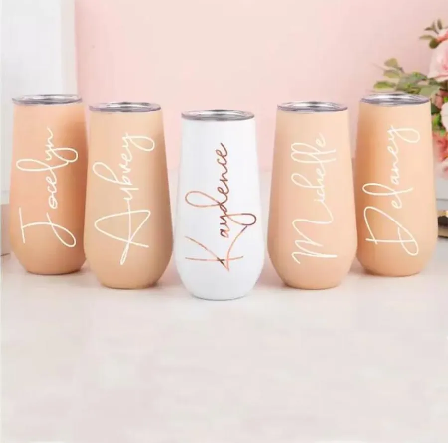 6oz Personalized Champagne Flute Custom Bridesmaid Tumbler