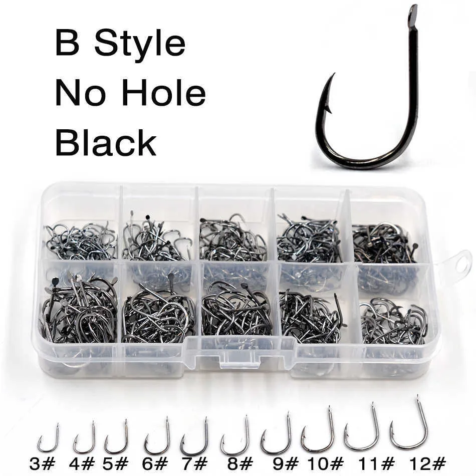 Fishing Hooks MNFT Mixed Size Fishing Hook # 3~12 Carbon Steel Carp Fishhook  Jig Barbed With Hole Golden Black Electroplated Fishhooks P230317 From  Mengyang10, $12.6