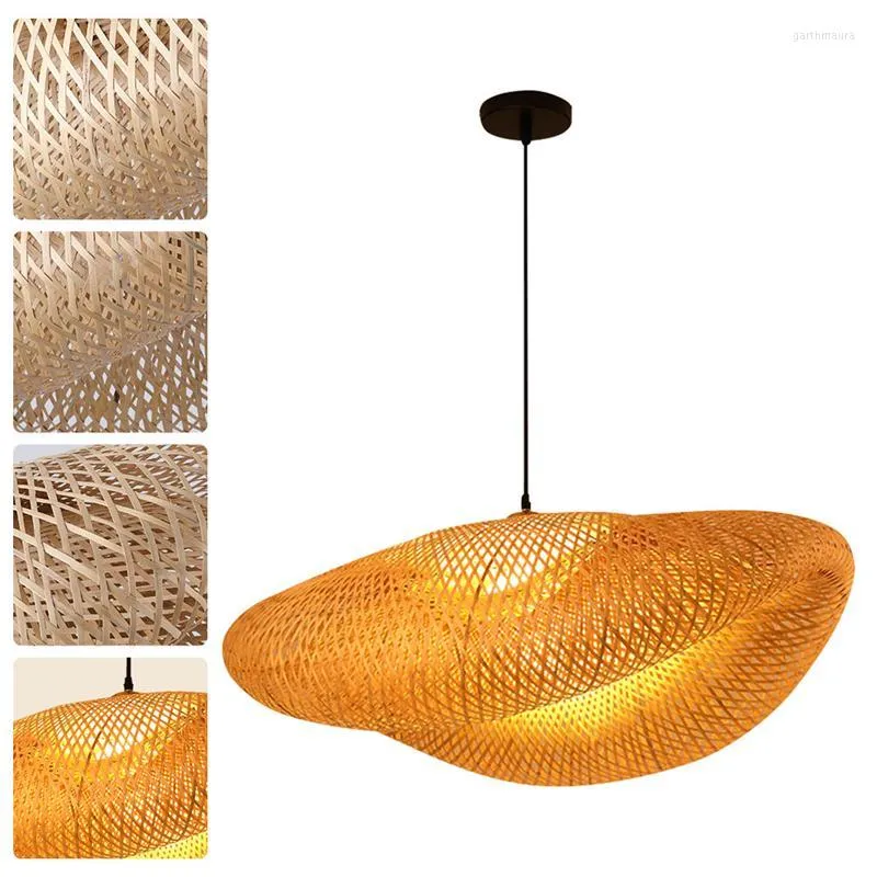 Kronleuchter 1PC Bambus Weben Droplight Chinesische Zen Tee Zimmer Lampe Lichtquelle Kronleuchter Teehaus Asien Restaurant Topf