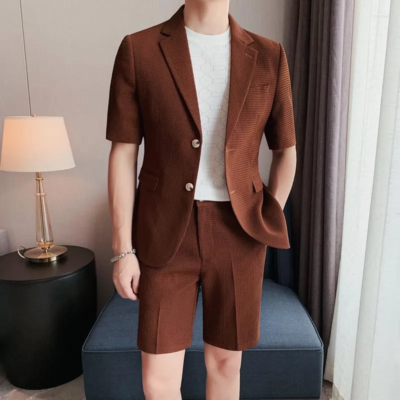 2023 British Style Mens Slim Fit Suit With Jacket And Formal Shorts Perfect For Summer Leisure