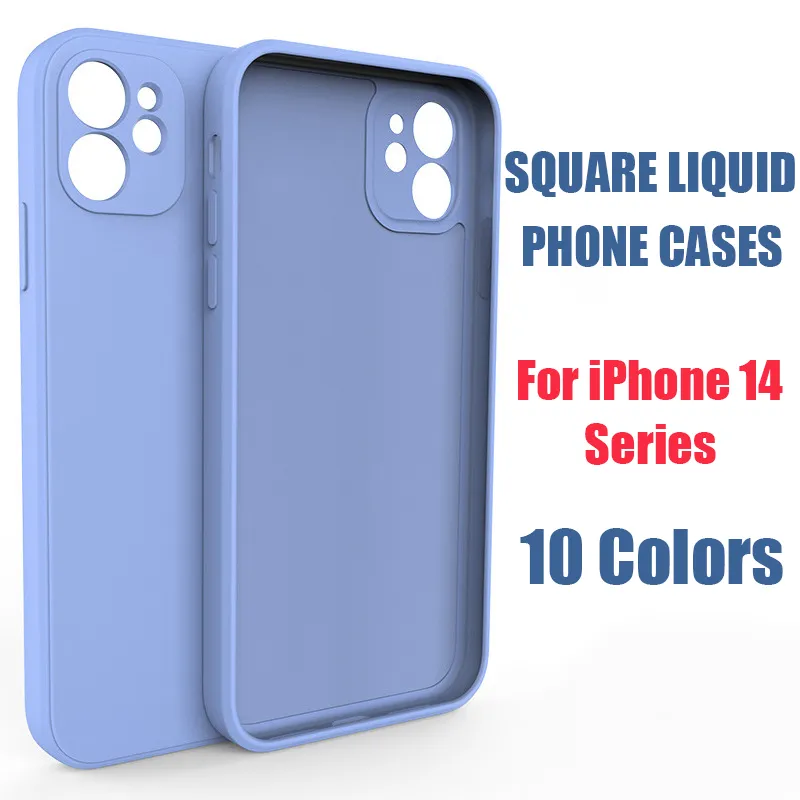 Coque de téléphone en TPU souple liquide carré pour iPhone 14 Plus 12 13 Mini 11 Pro Xs Max X XR Couverture arrière mate pour iPhone 6 6S 7 8 Plus Coques multicolores