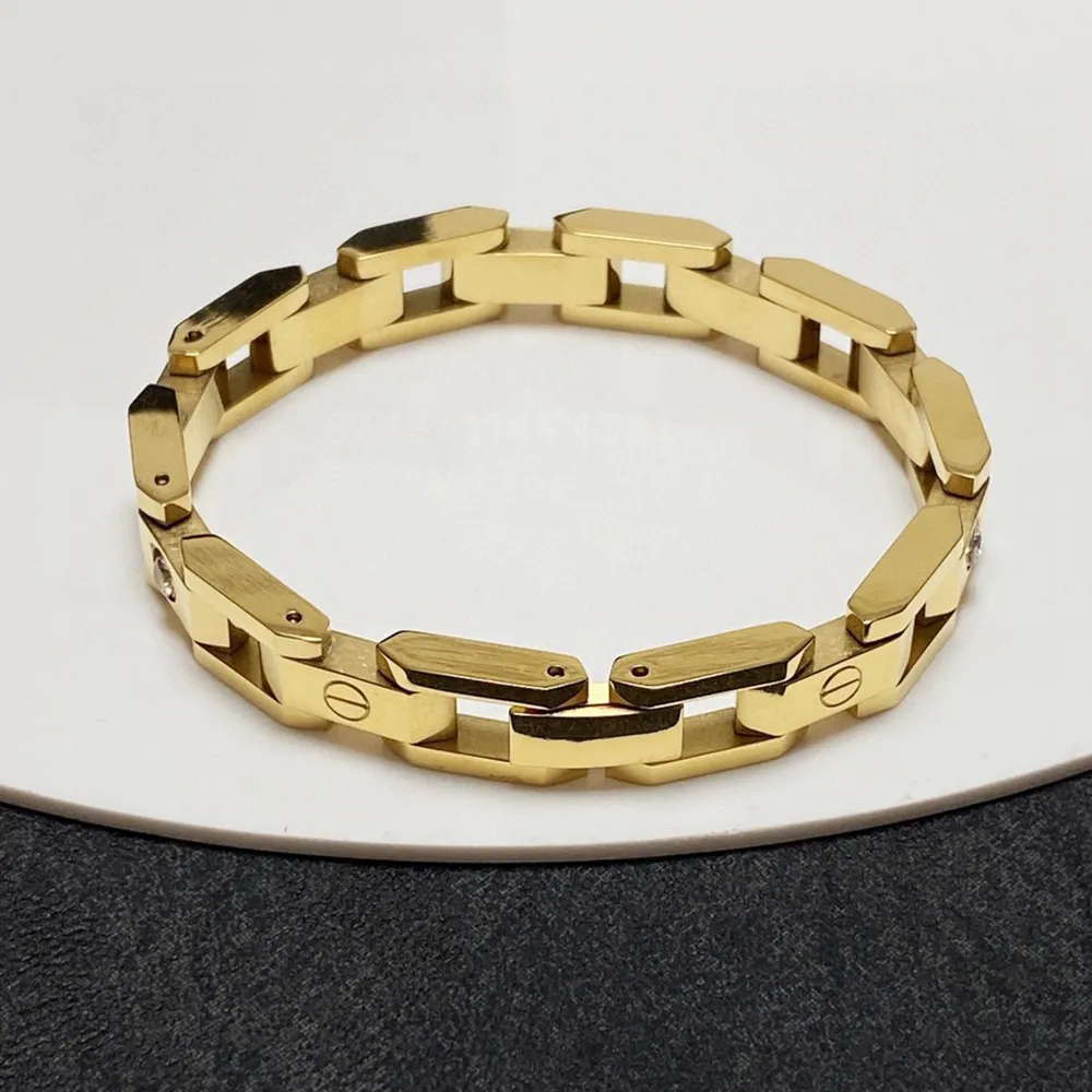 tank Bracelet LOVE bangl for man designer couple bracelet chain Gold plated 18K T0P highest Counter Replica 5A brand designer jewelry exquisite gift with box 002